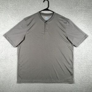 Croft & Barrow Shirt Mens Large Gray‎ Henley Quick Dry Check Casual Preppy Logo